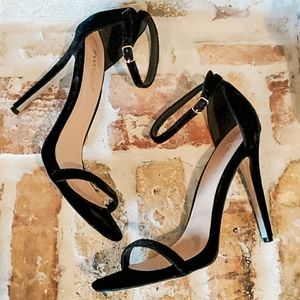 Shoe Dazzle Faux Black Velvet Stiletto Heels